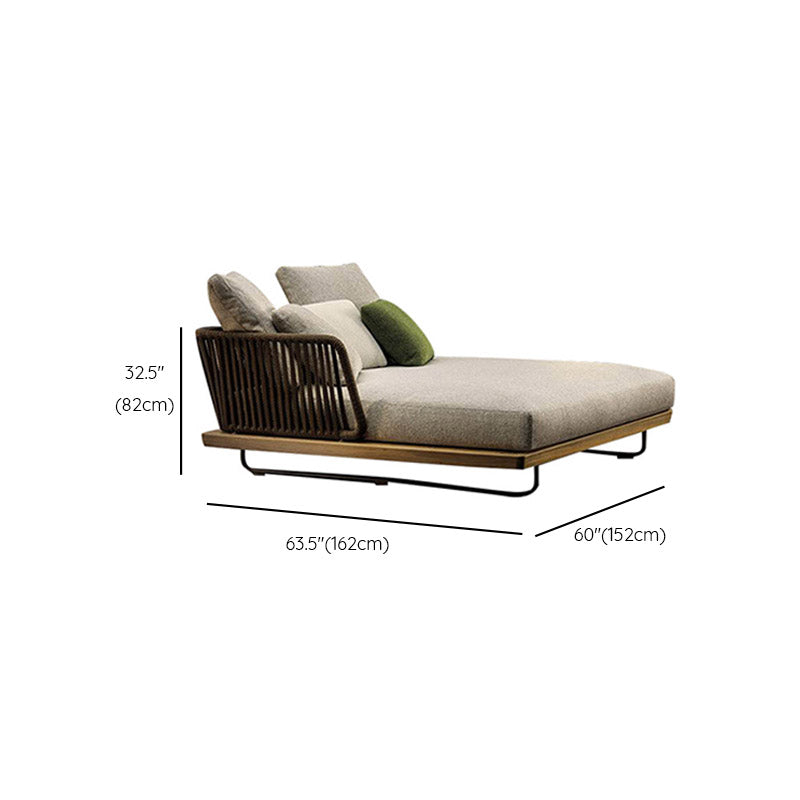 Minimalist Outdoor Patio Sofa Wood & Metal Frame Patio Sofa with Cushion