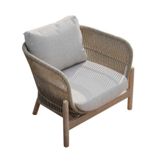 Natural Outdoor Patio Sofa with Cushion Wood Or Metal Frame Patio Sofa with Rope Accent