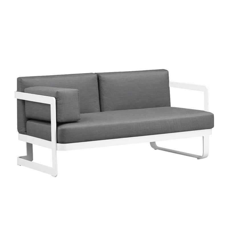 Contemporary Gray Cushion Patio Sofa Aluminum Frame Outdoor Patio Sofa -25.6" H