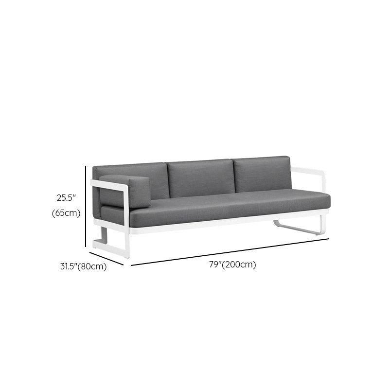 Contemporary Gray Cushion Patio Sofa Aluminum Frame Outdoor Patio Sofa -25.6" H