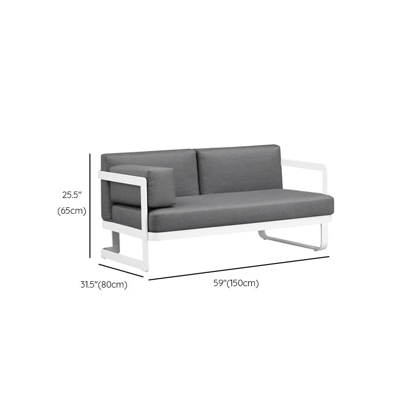 Contemporary Gray Cushion Patio Sofa Aluminum Frame Outdoor Patio Sofa -25.6" H