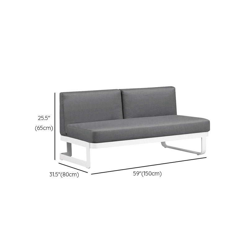 Contemporary Gray Cushion Patio Sofa Aluminum Frame Outdoor Patio Sofa -25.6" H