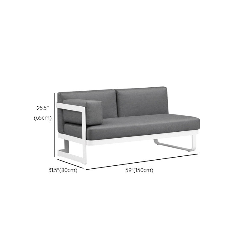 Contemporary Gray Cushion Patio Sofa Aluminum Frame Outdoor Patio Sofa -25.6" H