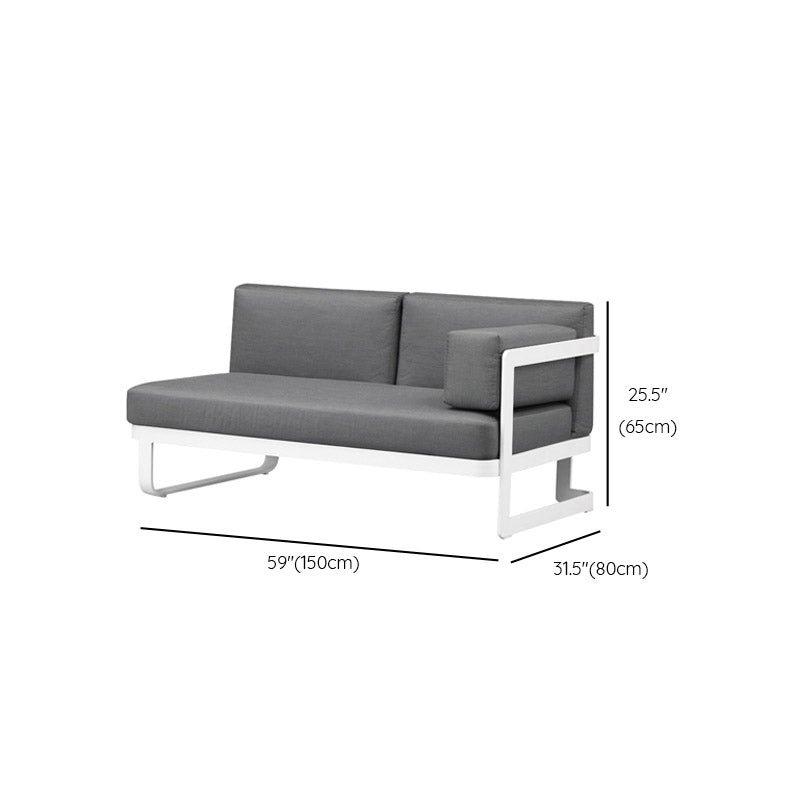 Contemporary Gray Cushion Patio Sofa Aluminum Frame Outdoor Patio Sofa -25.6" H