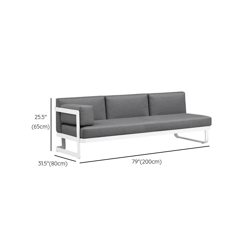 Contemporary Gray Cushion Patio Sofa Aluminum Frame Outdoor Patio Sofa -25.6" H