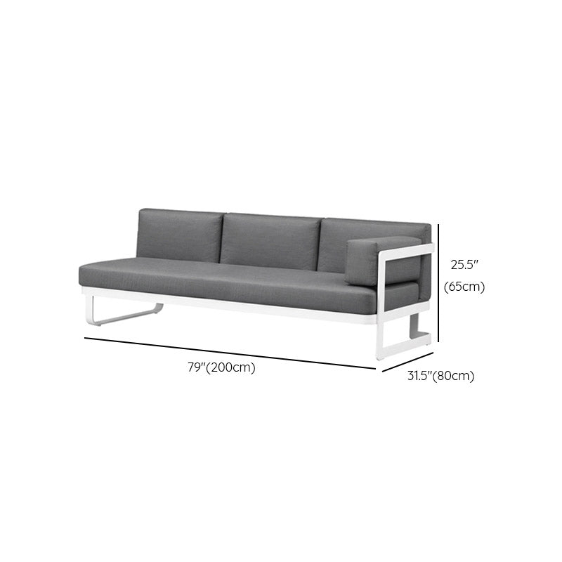 Contemporary Gray Cushion Patio Sofa Aluminum Frame Outdoor Patio Sofa -25.6" H