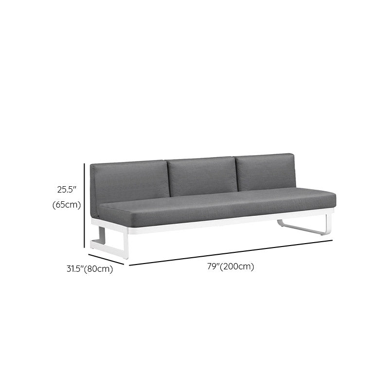 Contemporary Gray Cushion Patio Sofa Aluminum Frame Outdoor Patio Sofa -25.6" H