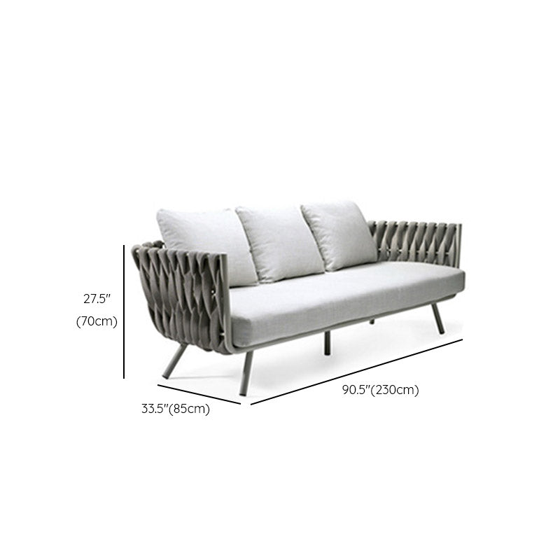 Farmhouse Outdoor Patio Sofa Metal Water Resistant Patio Sofa with Cushions