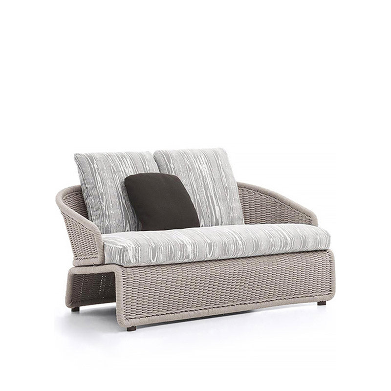 Wicker Outdoor Loveseat Metal Outdoor Patio Sofa with Cushions