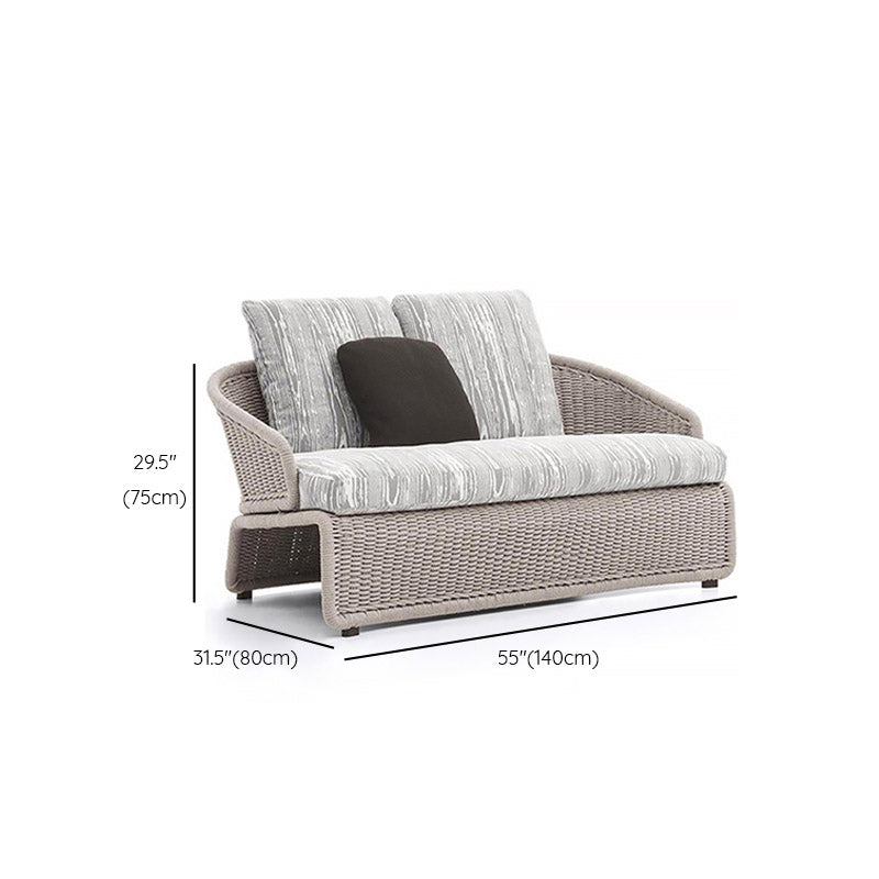 Wicker Outdoor Loveseat Metal Outdoor Patio Sofa with Cushions