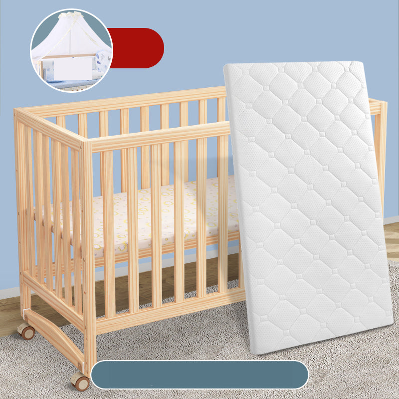 Modern Nursery Bed Solid Wood Standard Baby Crib with Casters