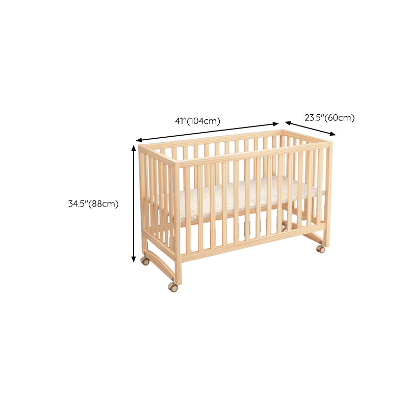 Modern Nursery Bed Solid Wood Standard Baby Crib with Casters