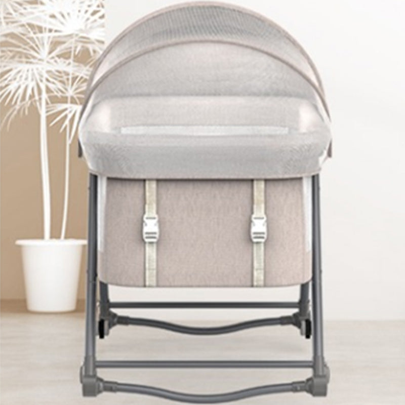 Gliding Crib Cradle Square Metal Cradle with 4 Wheels and Stand