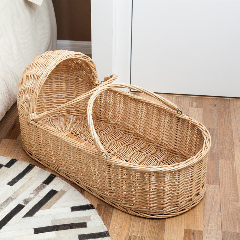 Oval Moses Basket Wicker Natural Moses Basket with Playpen for Newborn