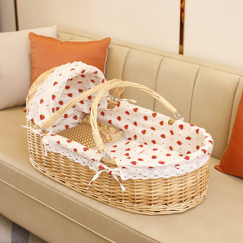 Oval Moses Basket Wicker Natural Moses Basket with Playpen for Newborn