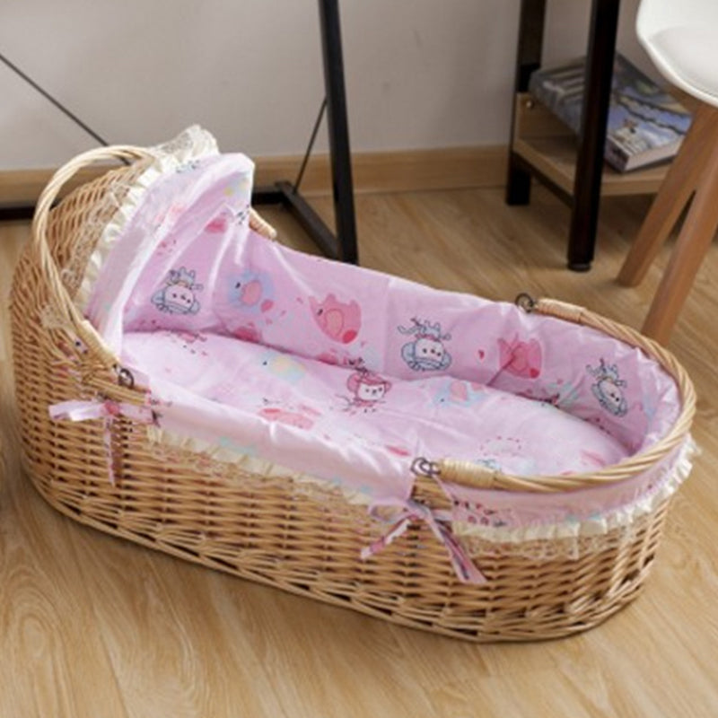 Oval Moses Basket Wicker Natural Moses Basket with Playpen for Newborn