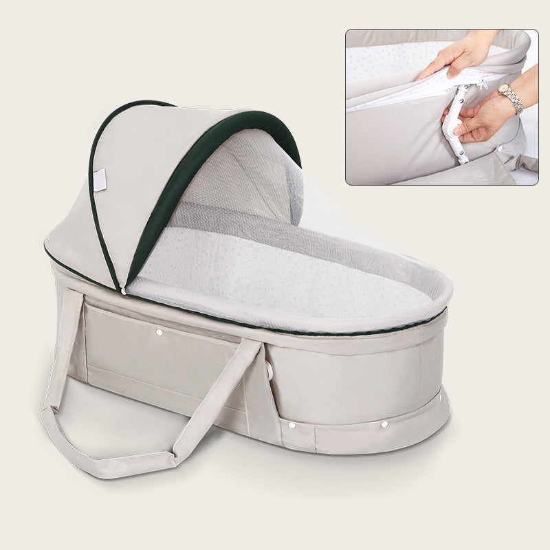 Portable Metal Bassinet Oval Moses Basket with Safety Rails for Newborn