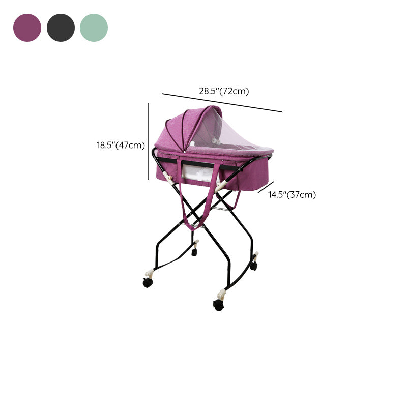 Portable Metal Bassinet Oval Moses Basket with Safety Rails for Newborn