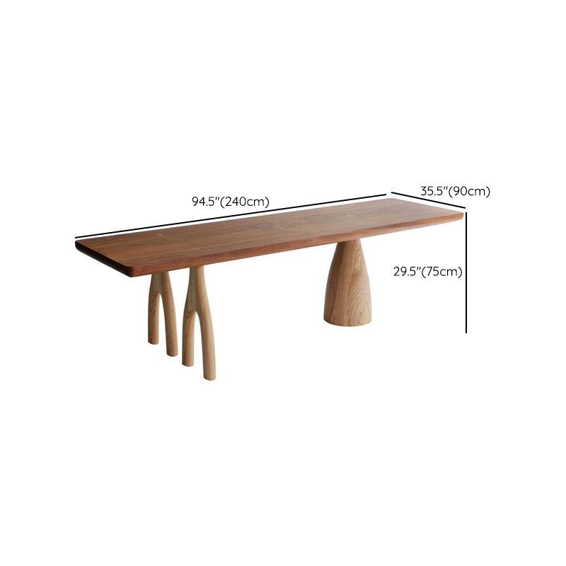 Rectangular Shaped Office Conference Table 3 Legs Writing Desk in Brown