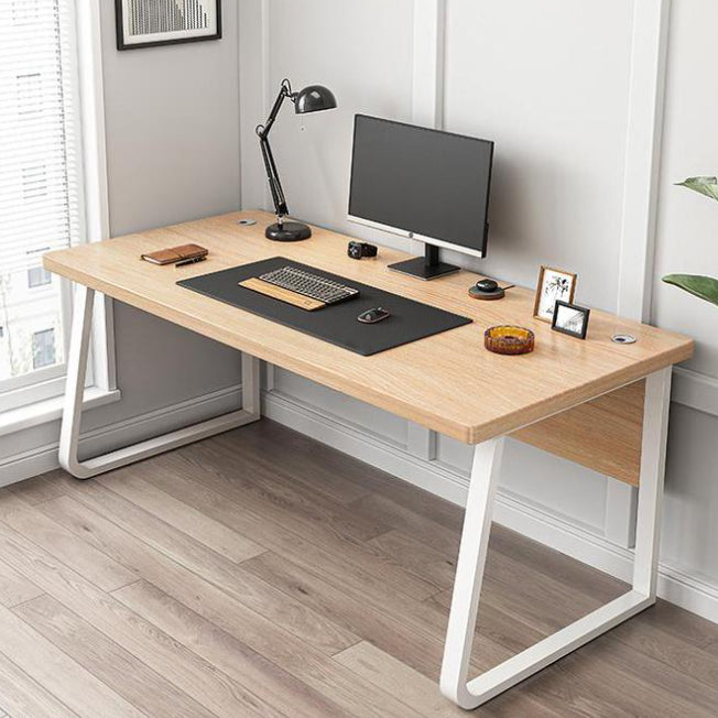 Antique Finish Office Desk Rectangular Computer Desk with Metal Legs