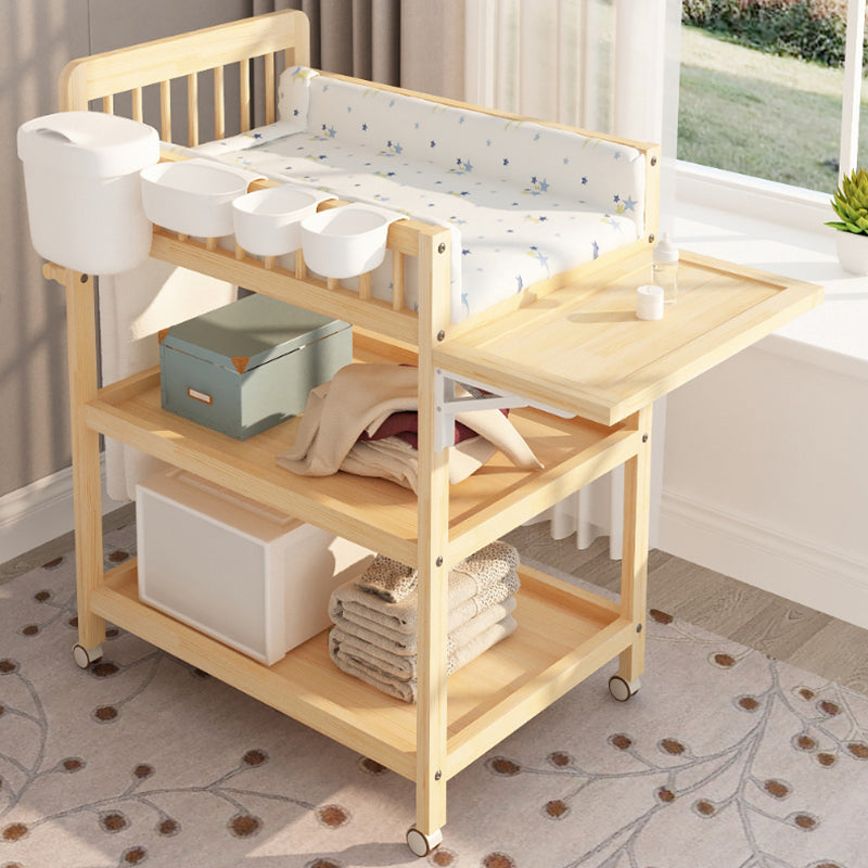 Pine Flat Top Changing Table with Changing Pad 2-in-1 Shelf Baby Changing Table