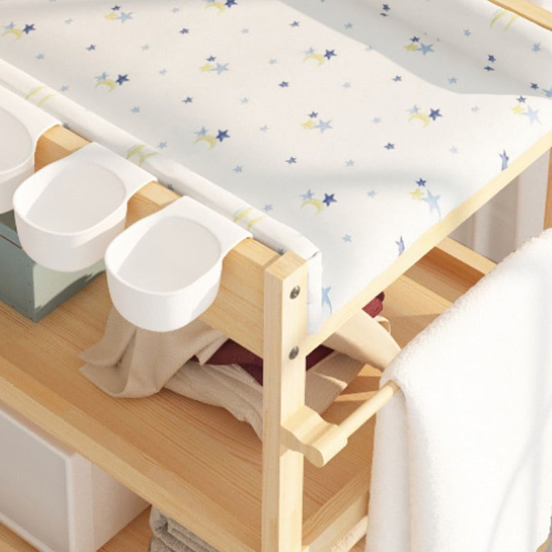 Pine Flat Top Changing Table with Changing Pad 2-in-1 Shelf Baby Changing Table