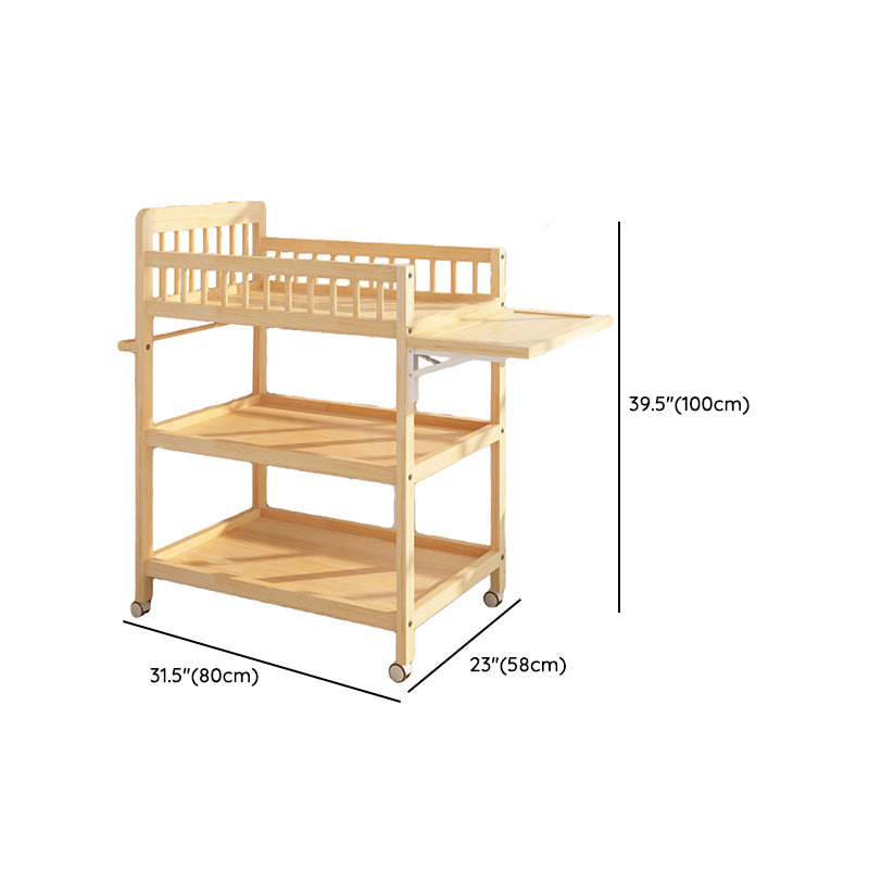 Pine Flat Top Changing Table with Changing Pad 2-in-1 Shelf Baby Changing Table