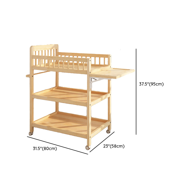 Pine Flat Top Changing Table with Changing Pad 2-in-1 Shelf Baby Changing Table