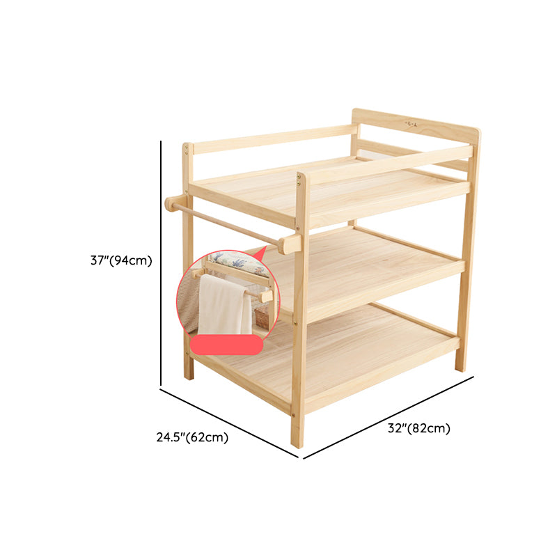 Pine Wooden Changing Table with Storage Shelf 2-in-1 Baby Changing Table