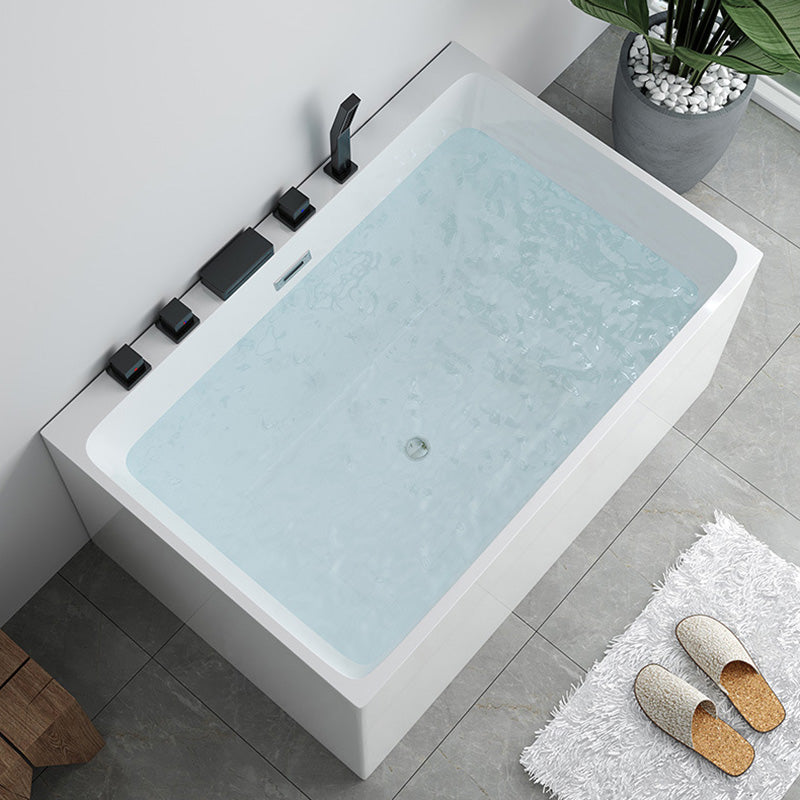 Modern Rectangular White Bath Freestanding Acrylic Soaking Bathtub