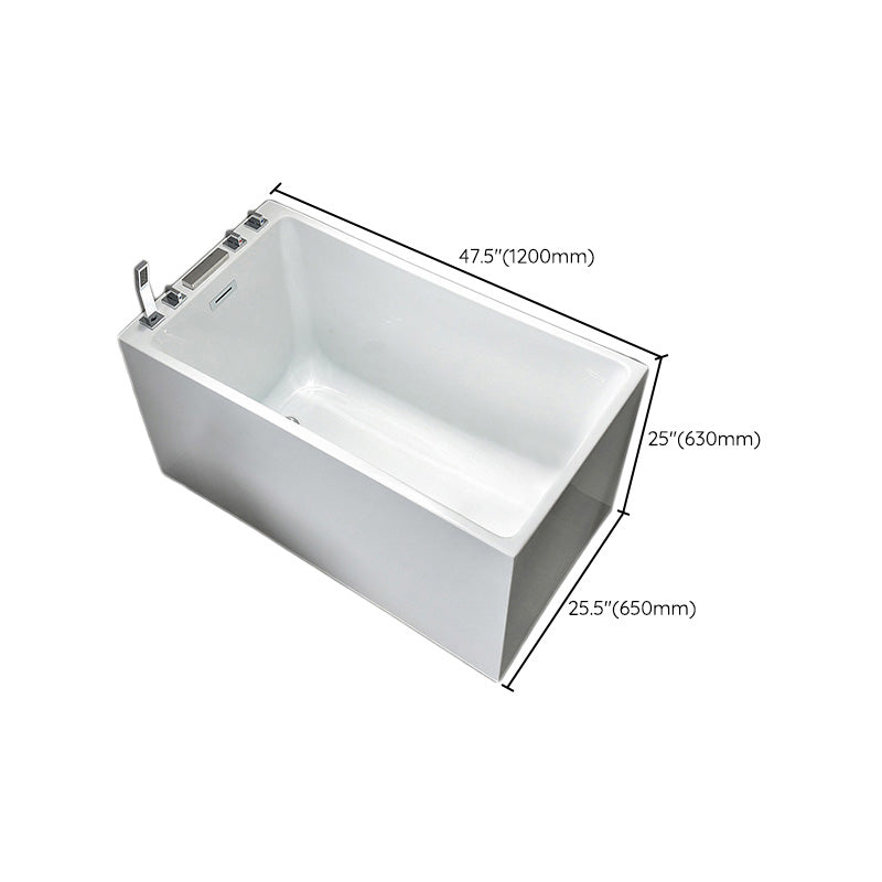 Modern Rectangular Acrylic Bathtub Freestanding Soaking White Bath