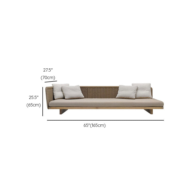 1 Piece Patio Sofa Solid Wood Outdoor Patio Sofa with Cushion