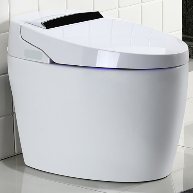 White Smart Toilet Elongated Temperature Control Floor Standing Bidet