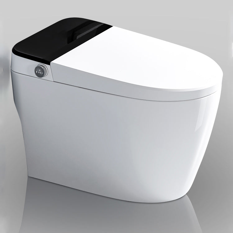 White Smart Toilet Elongated Temperature Control Floor Standing Bidet