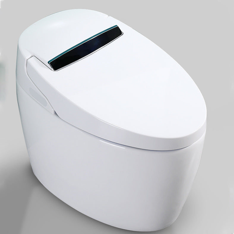 White Smart Toilet Elongated Temperature Control Floor Standing Bidet