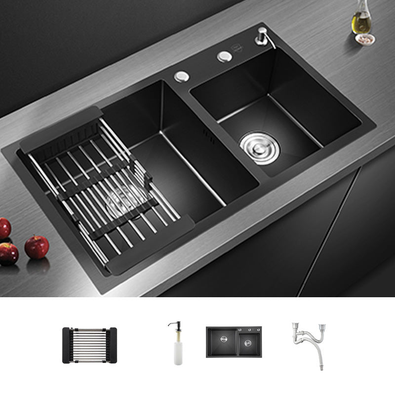 Modern Style Kitchen Sink Stainless Steel Overflow Hole Design Kitchen Double Sink