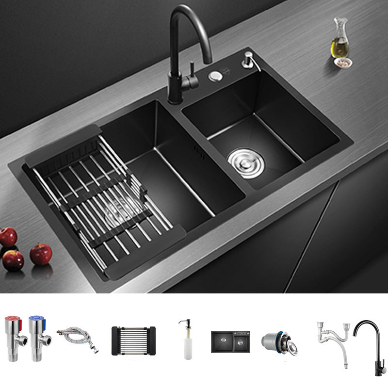 Modern Style Kitchen Sink Stainless Steel Overflow Hole Design Kitchen Double Sink