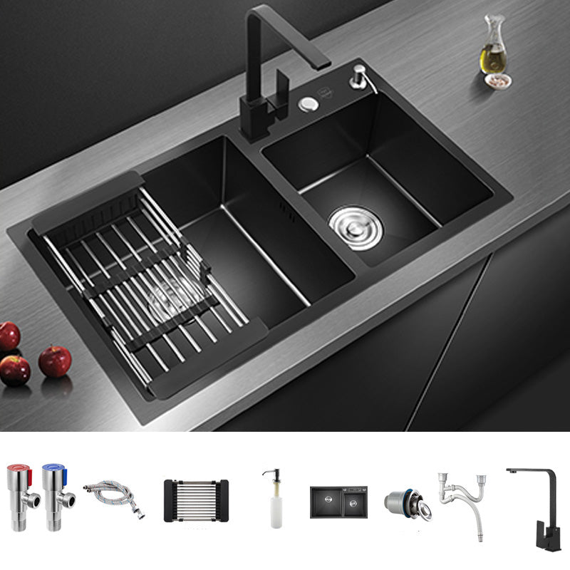 Modern Style Kitchen Sink Stainless Steel Overflow Hole Design Kitchen Double Sink