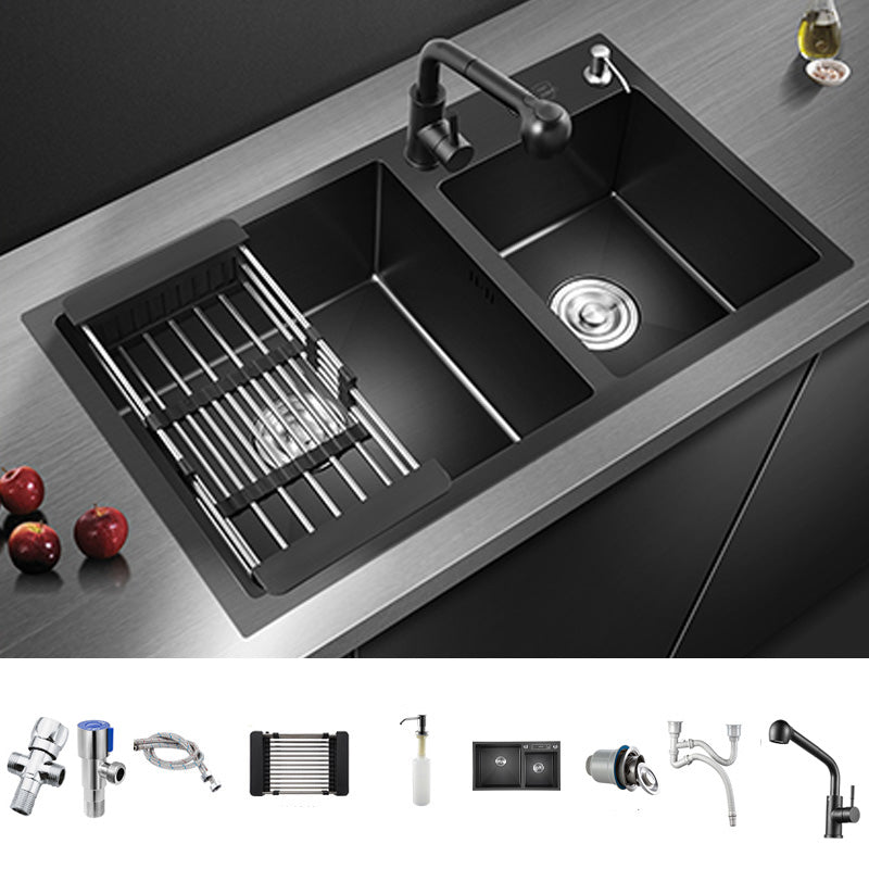 Modern Style Kitchen Sink Stainless Steel Overflow Hole Design Kitchen Double Sink