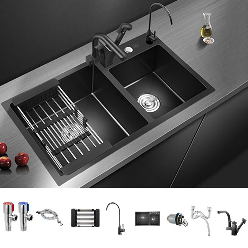 Modern Style Kitchen Sink Stainless Steel Overflow Hole Design Kitchen Double Sink