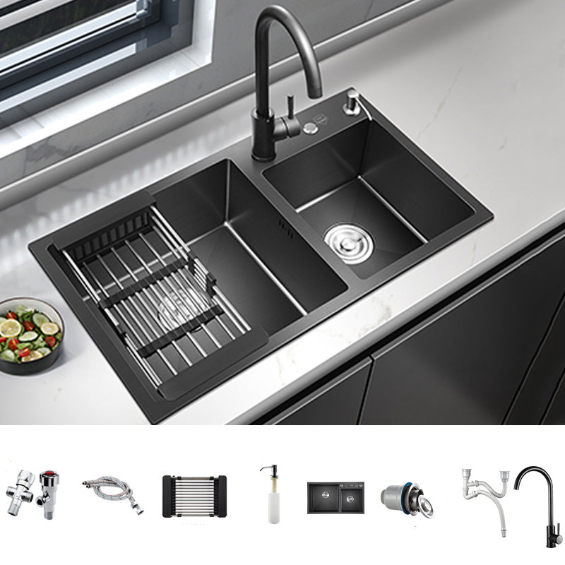 Modern Style Kitchen Sink Stainless Steel Kitchen Double Sink in Black