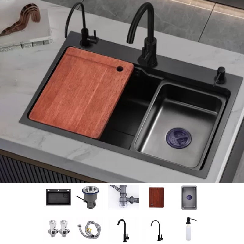 Modern Workstation Ledge Stainless Steel with Faucet and Soap Dispenser Kitchen Sink