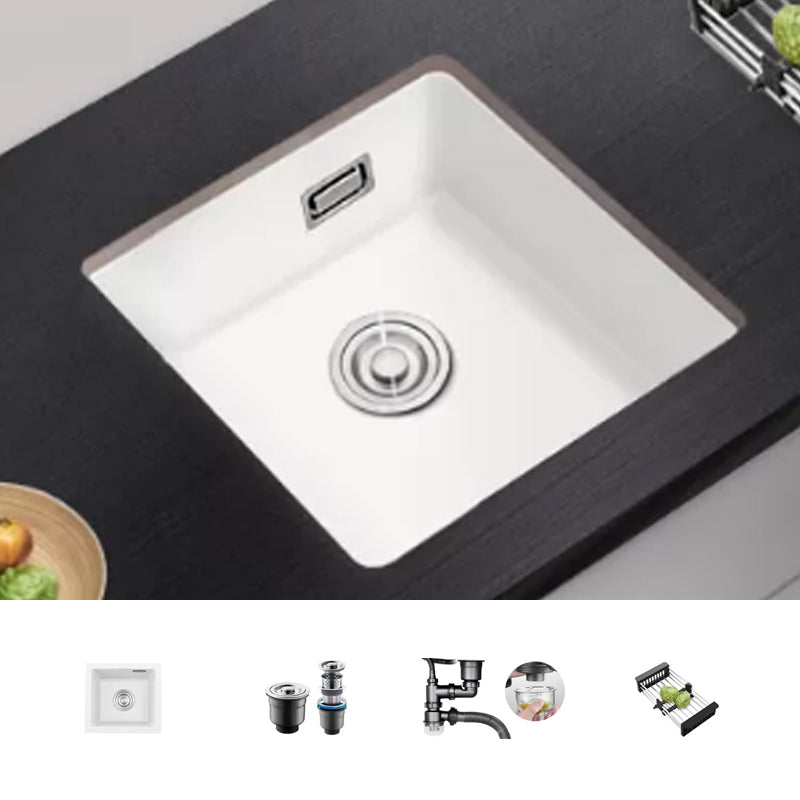 Kitchen Ceramic Sink White Pull-out Faucet Anti-spill Rectangular Sink