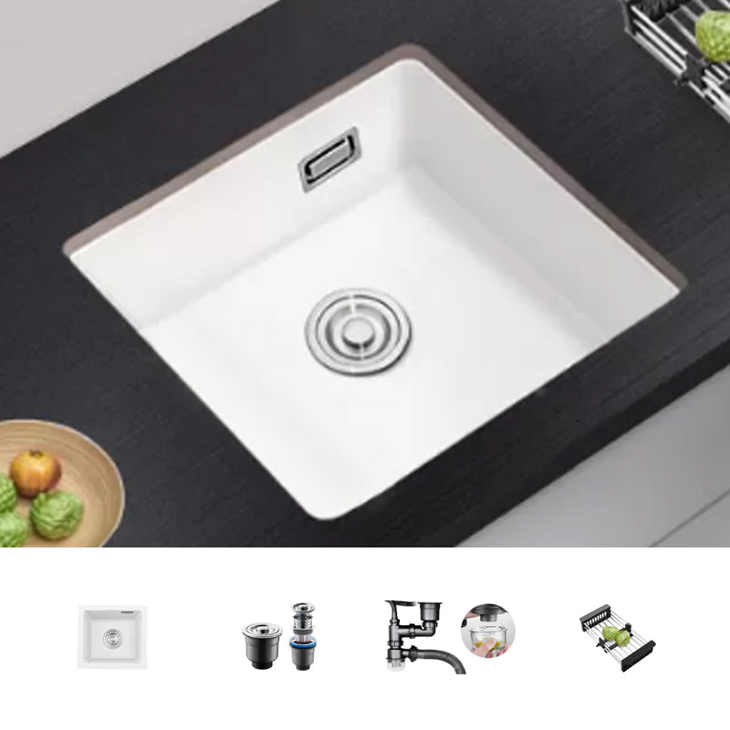 Kitchen Ceramic Sink White Pull-out Faucet Anti-spill Rectangular Sink