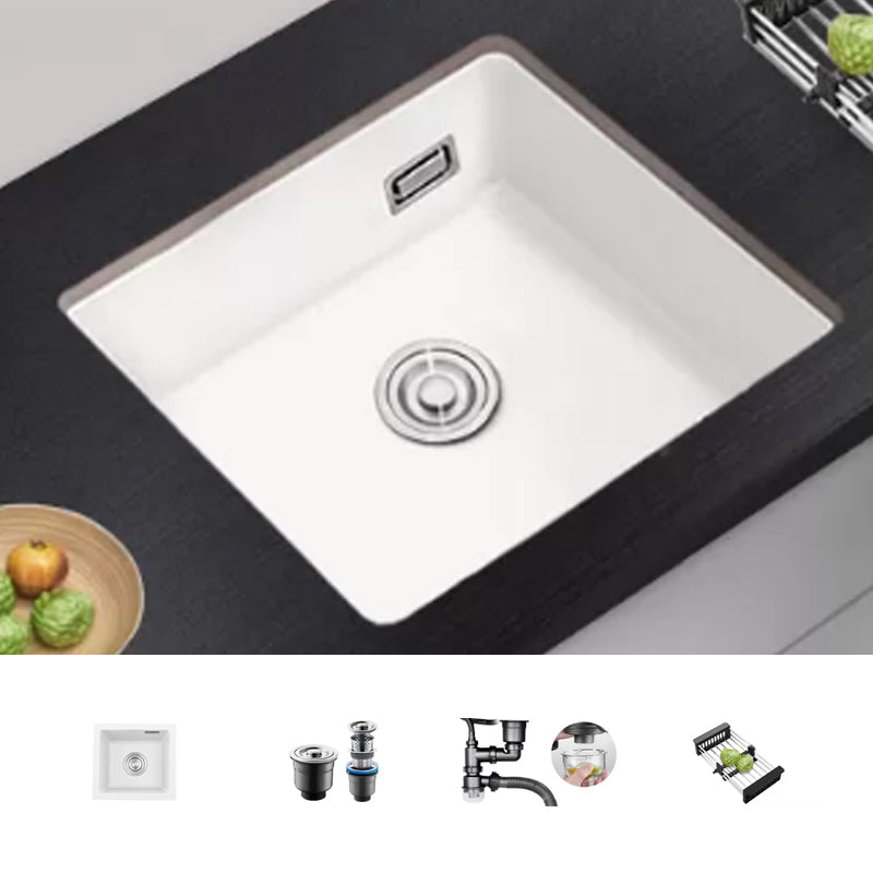 Kitchen Ceramic Sink White Pull-out Faucet Anti-spill Rectangular Sink