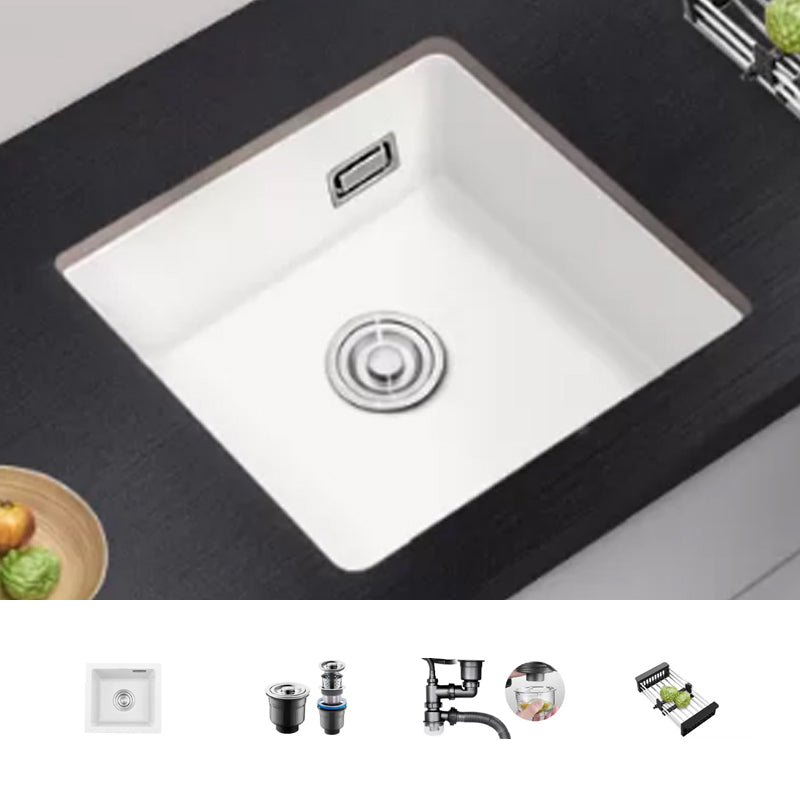 Kitchen Ceramic Sink White Pull-out Faucet Anti-spill Rectangular Sink