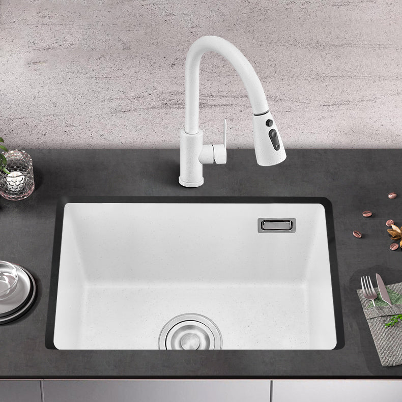 Kitchen Ceramic Sink White Pull-out Faucet Anti-spill Rectangular Sink