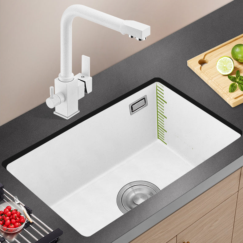 Kitchen Ceramic Sink White Pull-out Faucet Anti-spill Rectangular Sink