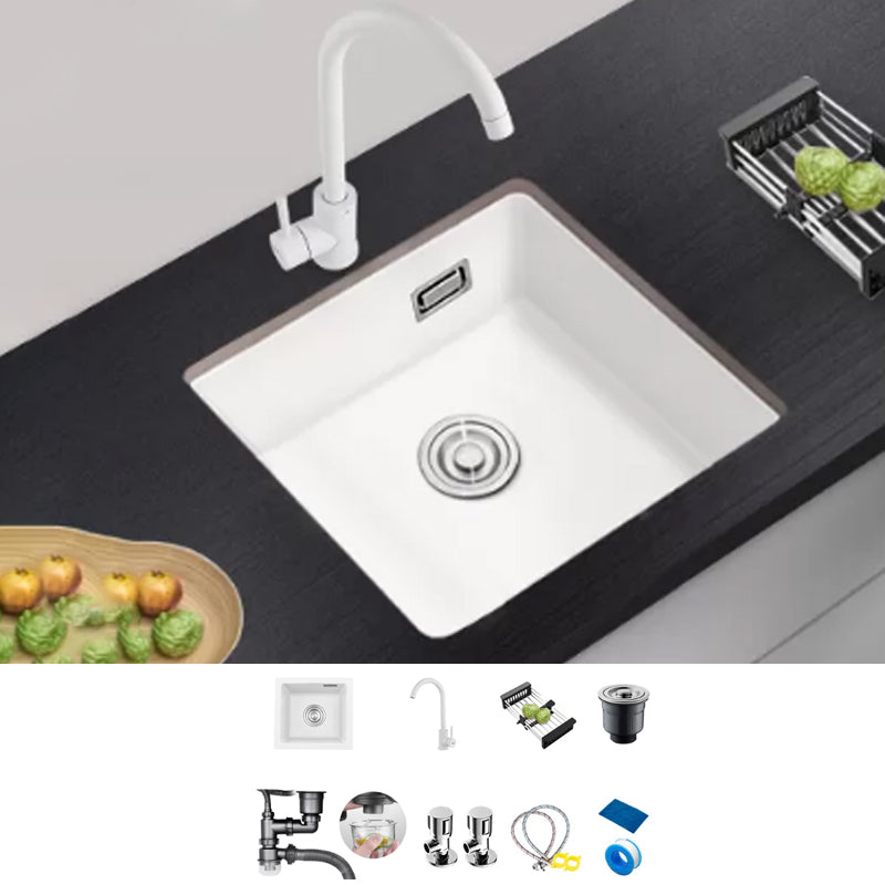 Kitchen Ceramic Sink White Pull-out Faucet Anti-spill Rectangular Sink