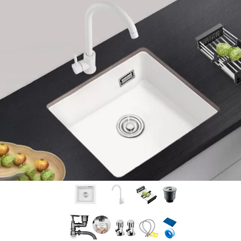 Kitchen Ceramic Sink White Pull-out Faucet Anti-spill Rectangular Sink